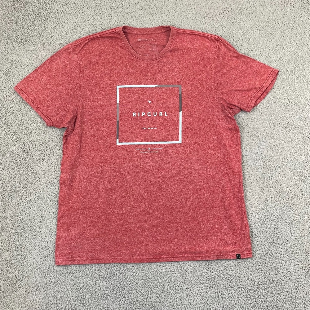Rip Curl The Search Shirt Men 2XL Red Surf Beach Skate Short Sleeve Tee